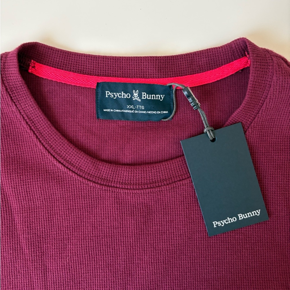 Psycho Bunny Men's VAIL Waffle Long Sleeve Shirt Pocket Sz. XXL Crimson NWT